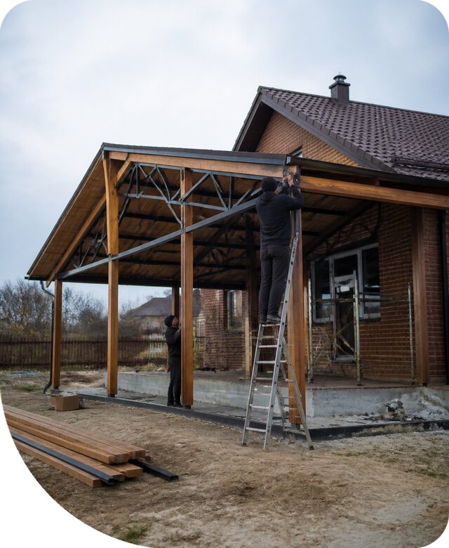 Пристройка навеса к дому и участку в Асбесте под ключ